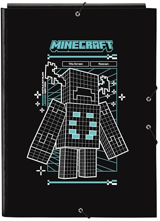 MINECRAFT SCREEN - Carpeta Folio con 3 Solapas, Ideal para Niños de Diferentes Edades, Cómoda y Versátil, Calidad y Resistencia, 26x36.5 cm