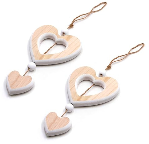 2 Pezzi Decorazioni per Finestre da Appendere,Decorazioni Cuore In Legno,SZMK Ciondolo Decorativo Cuore,Ciondolo Matrimonio Legno,Pendenti Cuori Ornamenti,Cuoricini Decorativi per Casa, L'ufficio