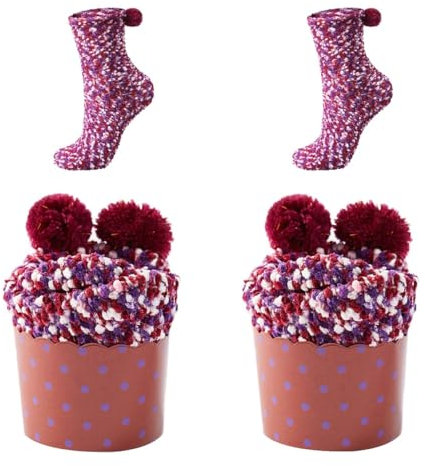 JARSEEN 2 Confezione Regalo Calzini Natale Calze San Valentino Caldi Donna Super Morbidi Calzettoni DIY (2 Viola, EU 36-42)