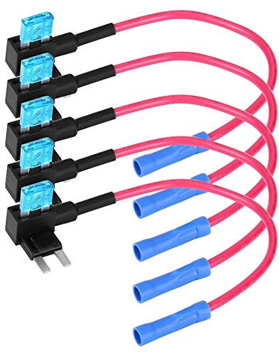 Keenso KFZ Stromdieb Sicherung, Kfz Stromdieb Sicherung Adapter 5 Stück Auto Sicherungsadapter + 5 Stück 15A Flachsicherung Micro Mini/Mini/Standard Blade-Sicherung(Mini)
