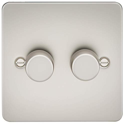 Knightsbridge FP2182PL Flat Plate 2G 2 Way 10-200W (5-150W LED) Trailing Edge Dimmer - Pearl