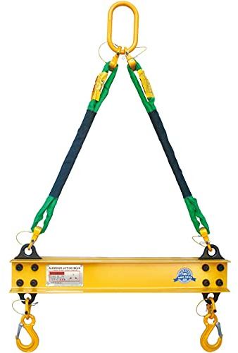 4400 LBS 2 Ton Aluminum 2' Lifting Spreader Beam Lifting Bar with 2 FT Round Sling Bridle Heavy Duty Light Weight