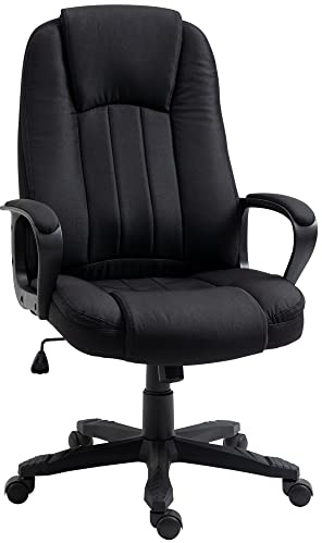 Vinsetto Poltrona da Ufficio Massaggiante con Interfaccia USB, Sedia da Ufficio a Dondolo e Girevole con 2 Punti, Altezza Regolabile, 60x74x106-116cm, Nera
