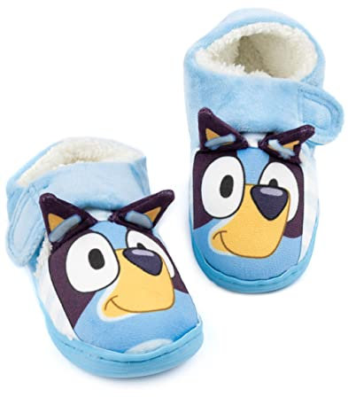 BlueY Pantoffels Kinderen Peuters | Meisjes Jongens Geanimeerde Blauwe Heeler Puppy 3D Oren Huis Schoenen | Ondersteunende riem met synthetische zool | Televisieprogramma voor kinderen
