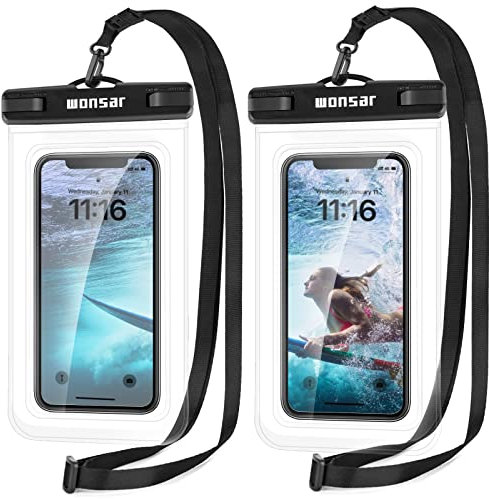 WONSAR 2 Stück wasserdichte Handyhülle, wasserdicht, Smartphone, Universal-Smartphone-Hülle, für iPhone 15, 14 Plus, 13, 12, 11 XS XR Samsung Huawei Xiaomi Sony – bis zu 7,5 Zoll