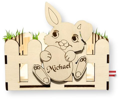 KF-Holz Osternest Kinder mit gratis Namensgravur zum befüllen, Osterkörbchen, Osterdeko, Osterkorb personalisiert (Osterkorb)