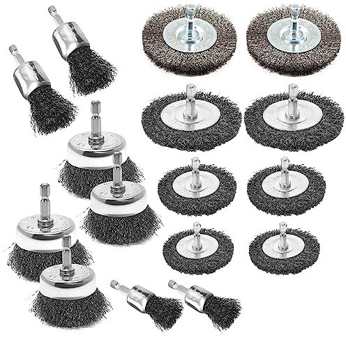 Drahtbürste Set 16-Teilig Für Bohrmaschine, 6mm Drahtbürste Bohrmaschine, Drahtbürste Akkuschrauber, Sechskantstange Drahtbürsten Set Für Bohrmaschine Polier Schleifen Entgraten Entrosten Korrosion