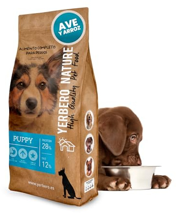 Yerbero Nature Puppy Pienso para Cachorros, Comida para Perros Premium con Alto Valor Proteico (28%), Pienso Perros Cachorros para Salud y Crecimiento 10kg