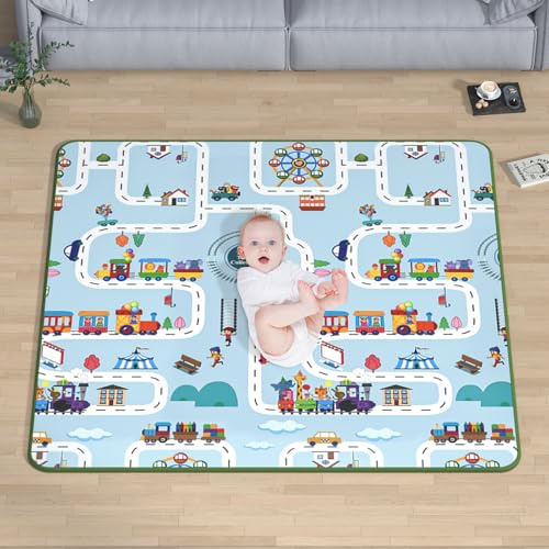 VANCLE Tappeto Gioco Bambini Doppio Lato, Stuoia XPE Imbottita Spessa per Neonato, Non Tossico E Impermeabile In Schiuma, Playard per Bambini Indoor & Outdoor Attività Tappetone,127 * 127CM