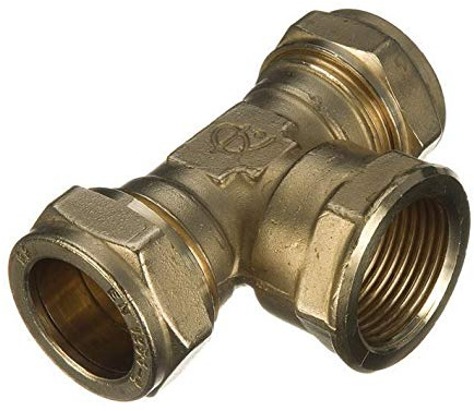 15mm x 15mm x 1/2 Compression Threaded Centre Tee (Known as 15mm tee/Brass Compression Fittings/Plumbing Compression Fittings/Brass tee Fitting Also Available in 22mm x 22mm x 1/2 inch BSP)