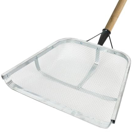 Slitsad korn siktspade, jordsil för trädgårdsarbete, trädgårdsarbete, sandkornig sikt, rostfritt stål lättgrepp jordsil siktspade, bondgårdsspade, bärbar skördesil, uppsamlingsverktyg