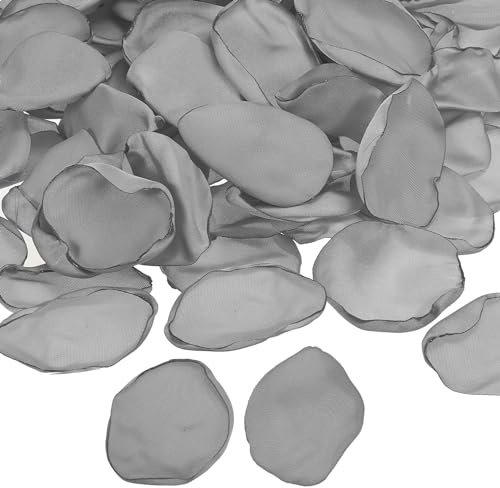 PATIKIL Rosblad i silke, 200 st konstgjorda blomblad falska rosenblad för bröllop gång utspridd brud dusch bordsdekor romantisk nattdekoration, silver