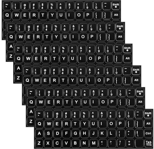 Yuanchu PC Tastatur Aufkleber Englisch, 6 St Matte Tastatur-Alphabet-Aufkleber Universelle Buchstaben-Ersatzaufkleber Verhindern Abnutzung für Computer Laptop Notebook Tablet Desktop
