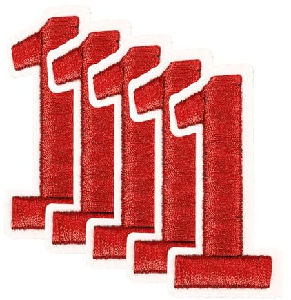 sourcing map 10 toppe ricamate con numero 1, 6,1 cm di altezza, toppe decorative ricamate da stirare o cucire, per decorare vestiti, scarpe, cappelli, zaini, fai da te, colore: rosso