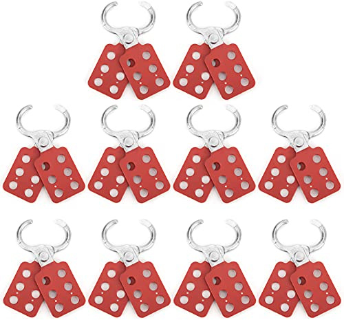 10PCS Jaw Steel Lockout Hasp Hasp, 25mm Lockout Tagout Hasp 6 Holes Padlock Tool Red Padlock with Extended Jaw for Home Office School