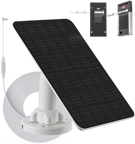 Panel solar de 3W/5V con batería integrada de 4000mAh, puerto USB-C, IP65, cable de carga de 14 pies, compatibilidad perfecta con timbre de batería Ring (versión 2024), sin necesidad de quitar soporte