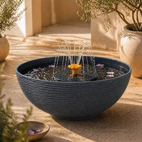 matches21 HOME & HOBBY Set di fontane solari per esterni, grande ciotola da 45 cm, antracite come fontana da giardino