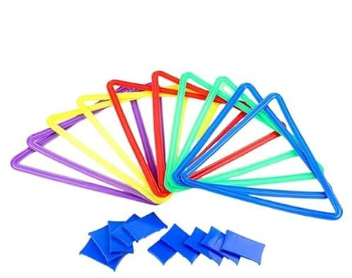 TTETTZ 10 Anneaux de Marelle pour Enfants, Anneaux D'agilité, Jeu de Lancer Intérieur et Extérieur, Triangle