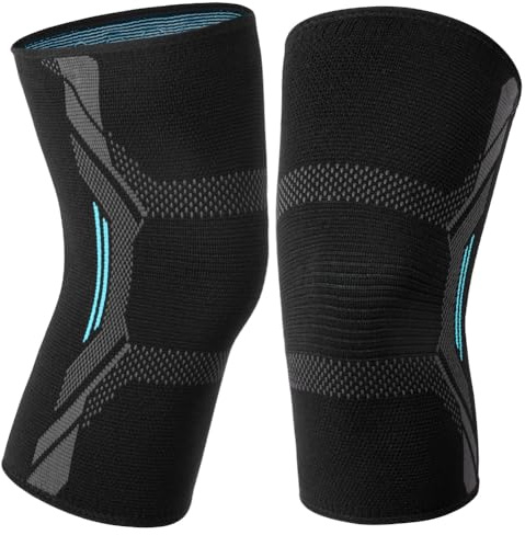 AOOWU Knäskydd för menisk och halkfri kompressionsled, 2 st sportknäskydd, ventilerande och halkfria knäskydd, knäskydd för artros och tendinit, herr och dam (XL)