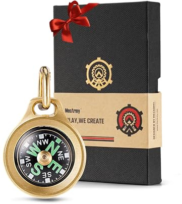 MecArmy CMP/CMP2 Mini Compass- Meaningful Valentine Birthday Gifts for Men Women, EDC Titanium/Brass/Copper Pocket Compass for Hiking SurvivaI, IPX5 Waterproof, Glow in the Dark, Necklace Pendant