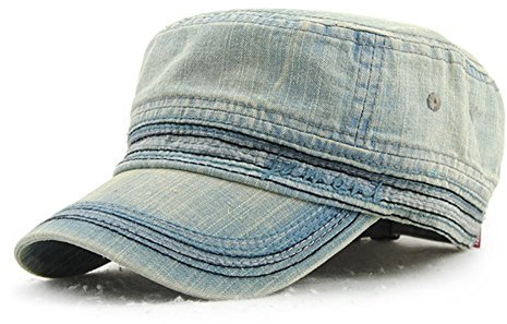 Roffatide Unisex Baumwolle Flat Top Peaked Baseball Cap Armee Militär Corps Hut Kappe Visier Blau A