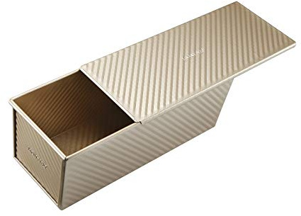 Monfish Large Loaf Pan w Lid Pullman Bread Pan 2.2lb dough Aluminized Steel Commercial Grade Non Stick Loaf Baking Pan