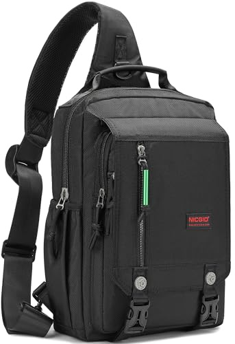 NICGID Sling Bags Chest Shoulder Backpacks, 14.1'' Laptop Backpack Crossbody Messenger Bag Travel Outdoor Men Women