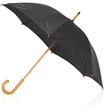 Lot de 5 parapluies automatiques blancs de Publiclick, dimensions Ø104 x 89 cm, ouverture automatique, bois et polyester, couleurs classiques, Noir , Mediana