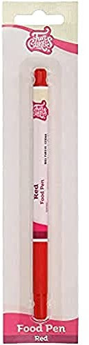 FunCakes Food Pen Rouge: Stylo Alimentaire pour Décoration de Gâteaux, Pâtisseries et Desserts, Pointe Flexible pour Lignes Épaisses et Fines, Idéal pour Personnaliser, Certifié Halal