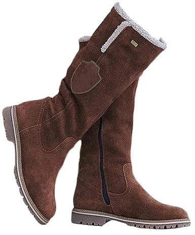 Onsoyours Bottines Femme Plates Hiver Chaussure Chaudes Fourrure Daim Botte Zipper Bottines de Neige Cheville Botte Randonnée Boots A Marron 37 EU