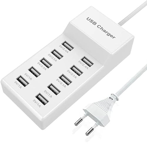 USB ladegerät mehrfach, 10 Port USB Ladegerät, USB netzteil, 40W Multi-Port-USB-Ladestation, USB-Hub, kompatibel mit iPhone 12/13/14/15/Samsung S23/Z Flod/Z Flip/iPad/Xiaomi/Huawei/Oppo/OnePlus.