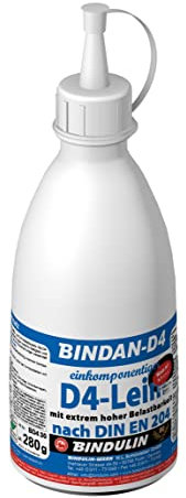 Bindan-D4 d4 Leim Holzleim Wasserfest (1-Komponenten-D4-Leim) inkl. 1 Pinsel von E-Com24 (D4 Leim 280 gr.)