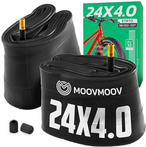MOOVMOOV 24x4.0 slang - 2-pack - Fatbike, MTB breda däck - ETRTO 98-507/100-507/102-507 - 24 tum bred fälg