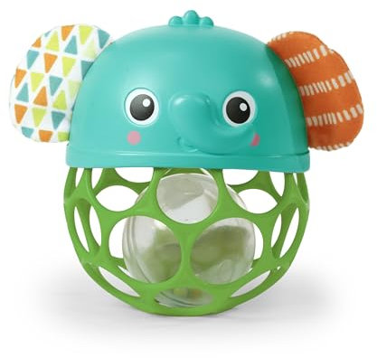 Bright Starts Giggle & Glow Leuchtende Rassel Leicht zu greifendes Oball Elefantenspielzeug, Neugeborene+, Unisex