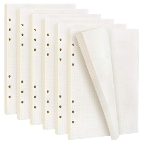 6 Pack A5 Nachfüllpapier 6 Löcher Gepunktetes Papier 270 Blätter/ 540 Seiten Refill Paper Nachfülleinlagen Notizpapier für Ringbucheinlagen Nachfüllbar Notizbuch