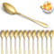 Cucchiai da tavola ReaNea Gold 12 pezzi, cucchiaio da tavola placcato in oro titanio in acciaio inossidabile, cucchiai da minestra, uso per casa, ristorante, matrimonio, feste, eventi, Christmax