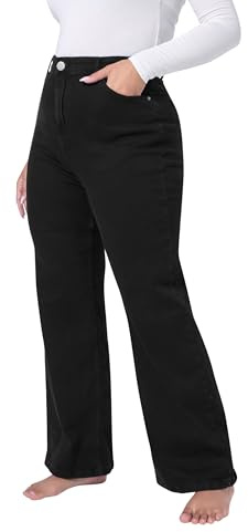 Yours Curve Wide Leg Denim Jeans - Women's - Plus Size Curve Black