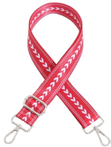 Whakano Verstellbar Schultergurt Ersatz Taschengurt Breit 3,8CM Umhängegurt,Längenverstellbarer 88-140cm,Damen & Herren Taschengurte zum Wechseln,Taschen Zubehör,Silbern Schnalle,Rot Weiß