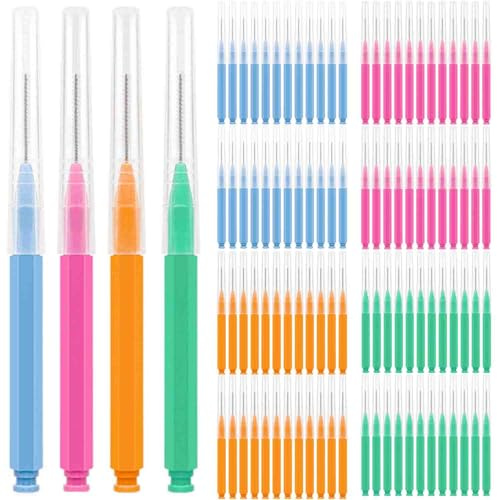DHYLRICHER 100pcs Interdental Brushes Dental Cleaning Tools Tooth Floss Picks Oral Hygiene Toothpicks