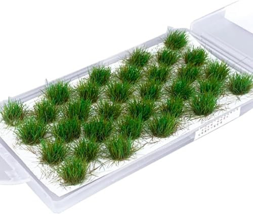 Statiques Herbe Toufts, 28 Pièces Fausse Plantes Maquette Touffes d'herbe Artificielle Modélisme Décoration Miniature, pour Bricolage Train Paysage & Artificiel Gazon Miniature Déco, Vert#1, 9 x 13 mm