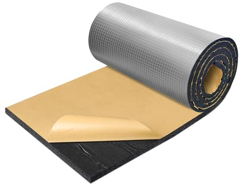 TroyStudio Sound Proof Closed Cell Foam, Self-Adhesive 13'' x 78 Heat Shield Acoustic Rubber Foam Sheet - Waterproof Noise Vibration Thermal Insulation Roll for Home, Car, HVAC, Pipe, Machine
