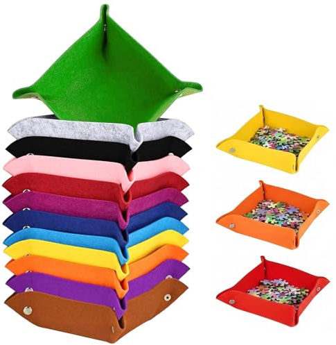 Zyphor 12 Pièces Trieur Puzzle en Feutre Rangements Puzzle Portable Empilables Plateaux de Tri Pliants en Feutre Style Bouton Boite Tri Puzzles Accessoire pour Puzzles 1000 Pièces (12 Colores)