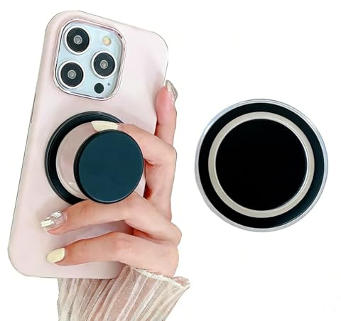 BDEPSTR Agarre Magnético para Teléfono - Negro, Base Delgada & Duradera, Soporte Universal para iPhone & Android, Portátil para Quotidiano & Viajes