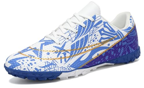 eimeinuosy Tacos de fútbol para hombres y mujeres, zapatos de fútbol unisex para exteriores, botas de rugby firmes, ligeras para interiores, zapatos de fútbol juveniles AG TF para entrenamiento