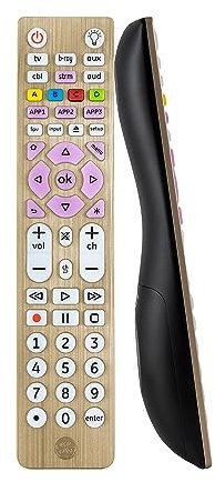 GE 6-Device Backlit Universal Remote Control for Samsung, Vizio, Lg, Sony, Sharp, Roku, Apple TV, Smart TVs, Streaming Players, Blu-Ray, DVD, Master Volume Control, Gold, 47506