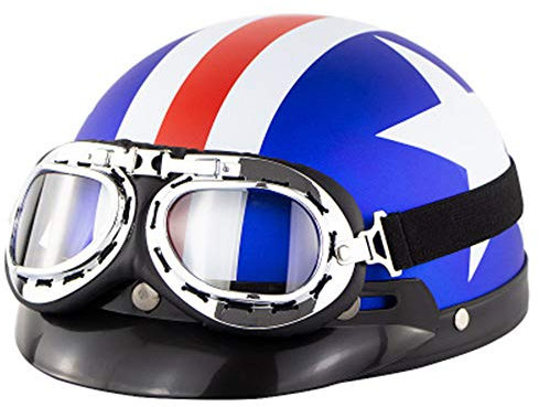 ZLYJ Retro Casco de Moto, Casco Jet de Media Incluye Visera Extraíble, Concha de Motocicleta para Mujer y Hombre, Carcasa del Casco, Dot/ECE Homologado