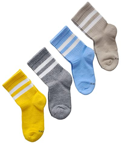 vitsocks Chaussette sport BAMBOU anti ampoule tennis Enfant (4 PAIRES) garçon fille mi-haute skate unie et rayures