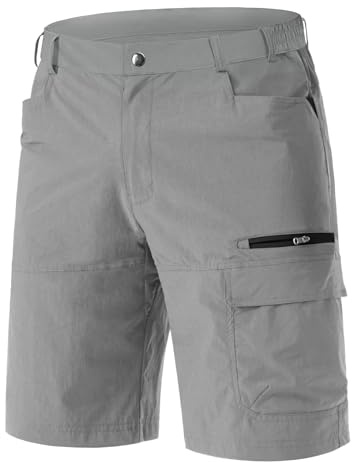 EKLENTSON Mens Shorts Quick Dry Hiking Work Cargo Shorts,Light Grey,32