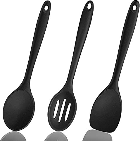 XPUING Set di Utensili da Cucina in Silicone,3 Pezzi Cucchiaio Antiaderente, Resistente al Calore, Cucchiai per Mescolare