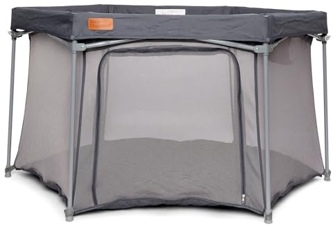 Baby Elegance Foldable Baby Playpen for Babies and Toddlers (Grey) | Pop Up Play Pen, Padded Mat Included, Portable Playpen for Travel, Indoor & Outdoor, Lightweight, Secure & Safe, Easy Setup